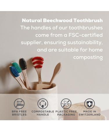 Buy GEORGANICS Natural Beech Bristles Toothbrush - Medium Green | Eco-Friendly Sustainable Oral Care | International Shipping Available - Buy Online on GoSupps.com