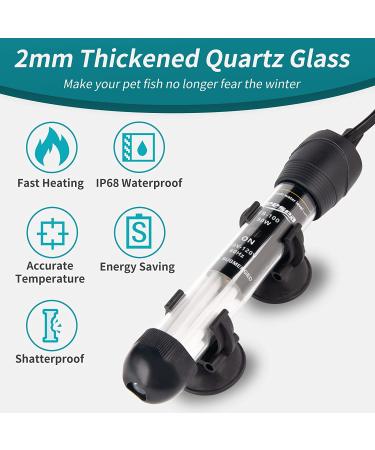 FREESEA Aquarium Fish Tank Heater - 50W Adjustable Thermostat with 2 Suction Cups and Thermometer for Betta, Saltwater, Aquarium, Coral Tank - Buy Online on GoSupps.com