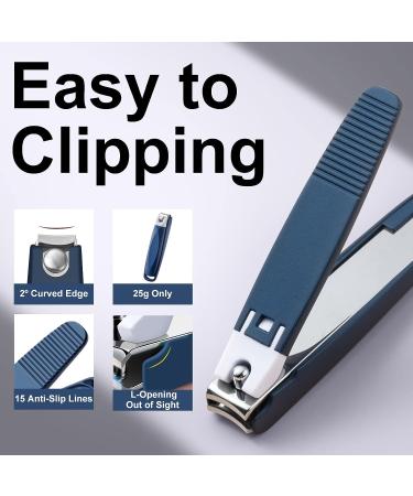 Jenney Nail Clipper with Catcher - Sharp Stainless Steel Cutters for Fingernails and Toenails - No Splash Professional Nail Clippers with File - Durable Blue Trimmer for Women and Men - Buy Online on GoSupps.com