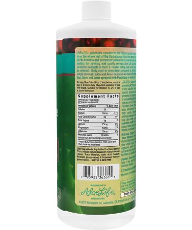 Aloe Life Whole Leaf Aloe Vera Juice Concentrate 32 oz | Organic Cherry Berry Flavor | Supports Digestion & Energy | Antioxidant Rich | Gluten-Free - Buy Online on GoSupps.com