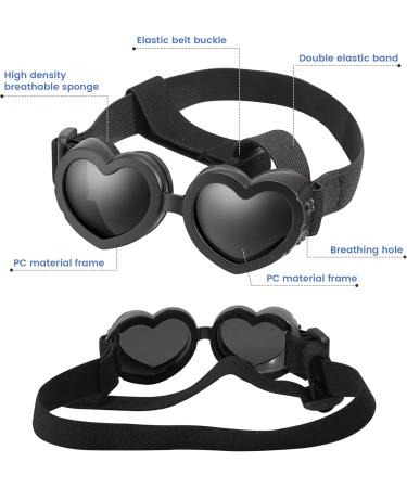 UV Protection Dog Sunglasses - Adjustable Windproof Heart Shape Glasses for Small Dogs | Waterproof Anti-Fitting Design in Black - Buy Online on GoSupps.com