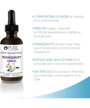 Pure Inventions Tranquility Vanilla Water Infusion Drops - Chamomile Flavored with No Sugar or Calories - 60 Servings - Buy Online on GoSupps.com