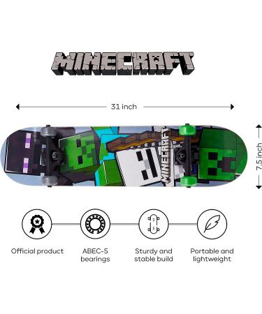 Minecraft 31 Skateboard - 9-Ply Maple Deck for Cruising, Carving, Tricks, and Downhill Mob - Buy Online on GoSupps.com