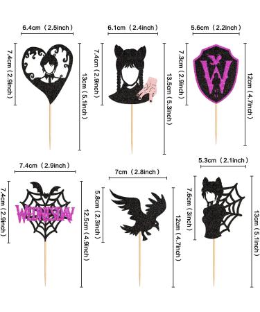 Keaziu 24 Pack Wednes-day Birthday Cupcake Toppers Fantasy Horror Thing Wednesday Cupcake Picks Bat Girl Home Cake Decorations Wednes-day Boys Girls Birthday Party Cake Supplies Black - Buy Online on GoSupps.com