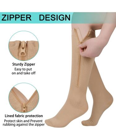 Buy X-Large Compression Stockings with Zipper for Men & Women | 20-30 mmHg Knee High | Multi-Colored | Ideal for Edema & Varicose Veins - Buy Online on GoSupps.com