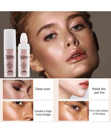 Face Highlighter Powder | Not-sticky Sparkle Highlighter Powder Makeup Cosmetic For Traveling Shopping Wedding Prom For Women Girls Pochy #2 Pink - Buy Online on GoSupps.com