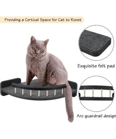 Cat Hammock with 3 Steps - Wall Mounted Cat Climbing Shelf & Scratching Post - Indoor Cat Shelves and Perches - Plush Covered - Black - Buy Online on GoSupps.com