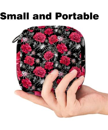 Women's Red Flower Binding-Up Bandage Bag | Tampon Storage with Zip Pockets - Multi-Functional Menstrual Tapes Bag - Buy Online on GoSupps.com