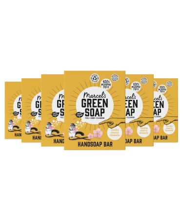 Marcel's Green Soap Marcel's Green Soap - Vanilla & Cherry Blossom Hand Soap Stick - Hand Soap - 100% Eco Friendly - 100% Vegan - 97% Biodegradable - Pack of 6 -