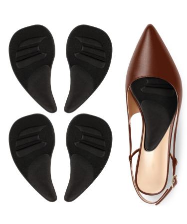 Arch Support Shoe Insoles for Flat Feet Gel Arch Inserts for Plantar Fasciitis Adhesive Arch Pad for Relieve Metatarsalgia and Feet Pain- 2 Pairs(Black)