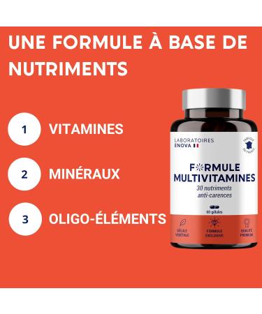 MULTIVITAMIN AND MINERAL FORMULA 30 Nutrients | Vitamin A B C D E K Quercetin Magnesium Zinc Coenzyme Q10 Selenium | Food Supplement | Made in France | 60 capsules - Buy Online on GoSupps.com