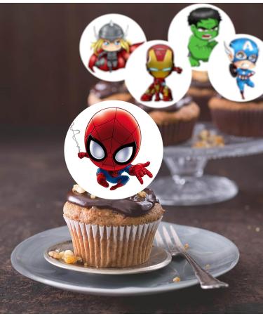 Pre-Cut Superheroes 1A Edible Stand up Wafer Paper Cupcake Toppers Cake Decorations Birthday Party Superhero Mix (12) - Buy Online on GoSupps.com