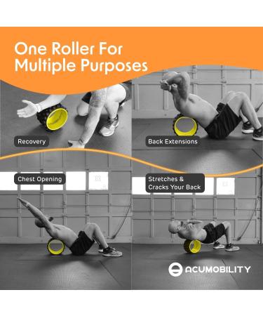 Acumobility Back Roller  Back Stretcher & Back Cracker for Back Pain - Patented Premium Foam Roller 11" Height 7" Width The Ultimate Yoga Wheel  Spine Cracker & Back Massager Wheel for Back Cracking Yellow - Buy Online on GoSupps.com