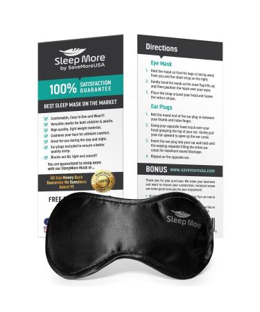 Black Silk Sleeping Eye Mask with Ear Plugs | Adjustable Strap | Block Light for Insomnia & Migraine Relief - Buy Online on GoSupps.com