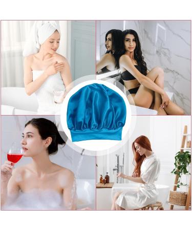 Satin Hair Drying Towel Satin Hair Towel Wrap Hair Popping Towel Elegant Satin Hair Towel for Women Chic Silk Hair Wrap Comfortable Hair Turban Wrap for Home darkblue - Buy Online on GoSupps.com