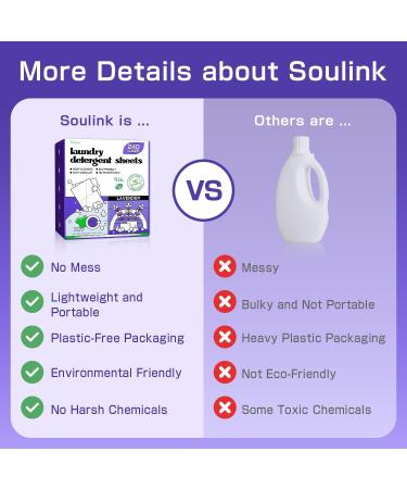 Soulink Lavender Laundry Detergent Sheets - Eco-Friendly Plant-Based Hypoallergenic 240 Loads No Plastic Jug - 240 Count - Buy Online on GoSupps.com