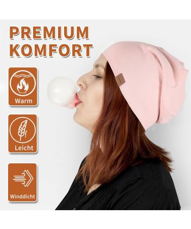 Yaniky Cotton Slouch Beanie Hat for Men & Women - Soft Thin Windproof Chemo Hat in Pink | All-Season Jersey Long Beanie - Buy Online on GoSupps.com