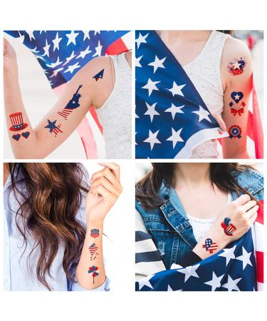 4th of July Temporary Tattoo Stickers - USA Flags & Stars Body Art for Men & Women - Buy Online on GoSupps.com