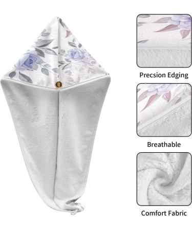 Buy Romantic Flower Dry Hair Cap | 2 Piece Quick Drying Towel Set with Button Headband - Super Absorbent & Comfortable - Buy Online on GoSupps.com