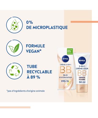 NIVEA BB Cream SPF 15 Light Tint (1 x 50 ml) Moisturizing face cream with organic Jojoba oil Day care SPF 15 to even out skin tone and reduce imperfections 24-hour hydration - Buy Online on GoSupps.com