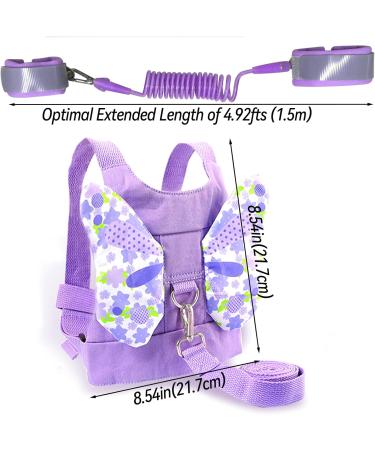 Toddler Reins Walking Safety Harness for Kids 2 PCS Toddler Leash & Anti Lost Wrist Bands with 360 Rotation Leash for Toddler/Kids/Babies/Children Butterfly-Wings Walking Harness & 4.9ft Rope Purple - Buy Online on GoSupps.com