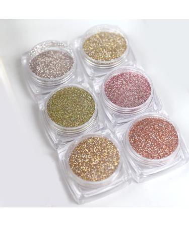 Super Shine Nail Glitter Powder - Diamond Glitter for Nails | 6 Boxes of Gold Sequin Nail Art Decoration - Buy Online on GoSupps.com