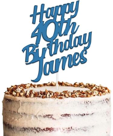 Personalised Acrylic Birthday Cake Topper by KreateSquare - Custom Name & Age, Custom Colour Decoration (Blue) - Buy Online on GoSupps.com