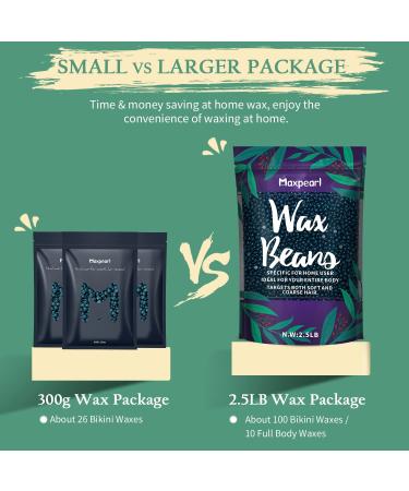 Maxpearl Hard Wax Beads 300g - Hair Removal Wax Beans for Brazilian Bikini Face Eyebrows Arms Legs - Pack of 3 - Buy Online on GoSupps.com