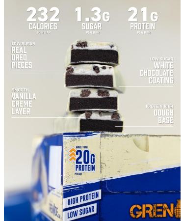 Grenade OREO White Protein Bar High Protein Low Sugar 60 g - OREO White - Pack Of 12 - Buy Online on GoSupps.com