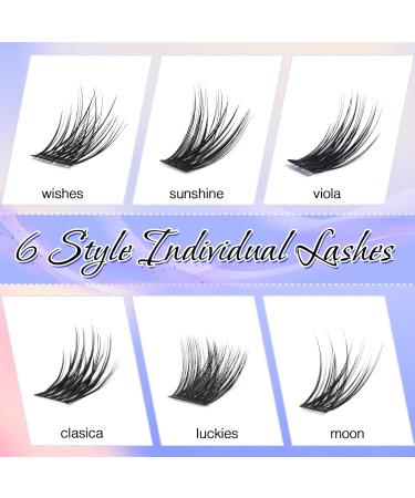 Shop LZM Natural Look Individual Lashes - 8-14mm DIY Soft C Curl Cat Eye False Lashes | Thin Band Wispy Cluster | International Shipping - Buy Online on GoSupps.com
