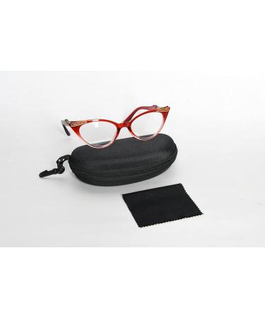 Eyekepper Cateyes Women's Reading Glasses - Red-Transparent 1.75 Strength | Stylish & Comfortable Eyewear - Buy Online on GoSupps.com