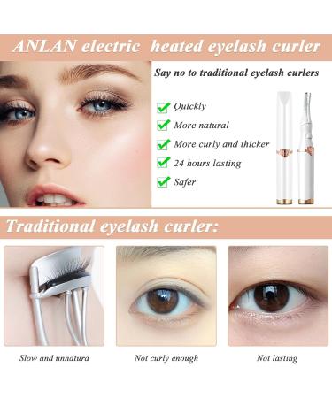 Electric Heated Eyelash Curler Portable Heated Lash Curler - 24 Hours Long Lasting Electric Eyelash Curler Intelligent Power 0ff for Eye Beauty Makeup - White - Buy Online on GoSupps.com