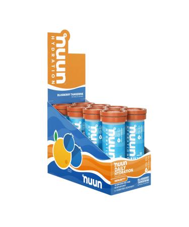 Nuun Immunity: Antioxidant Immune Support Hydration Supplement with Vitamin C Zinc Turmeric Elderberry Ginger Echinacea and Electrolytes. Flavor: Blueberry Tangerine Pack of 8 (80 Servings) Blueberry Tangerine 10 ...