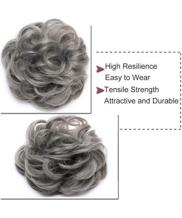 Hair Bun Scrunchy Scrunchie Hair Extensions Chignon Hair Donut Hairpieces Curly Wavy Ponytail Hair Ribbon - Dark Grey(40g) 40 g Dark Grey - Buy Online on GoSupps.com