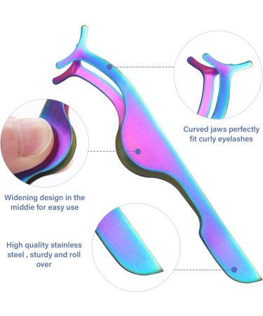Sibba Eyelash Tweezer Applicator - 1 PC Stainless Steel Curved Fish Tail Tool for Eyelash Extensions Separation & Styling | Rainbow Color - Buy Online on GoSupps.com