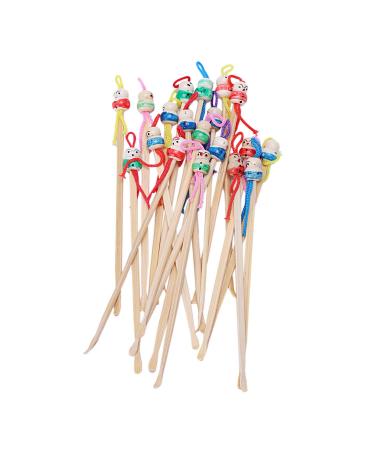 SKORDO Bamboo Japanese Doll Ear Wax Pick Spoons Earwax Remover 20pcs