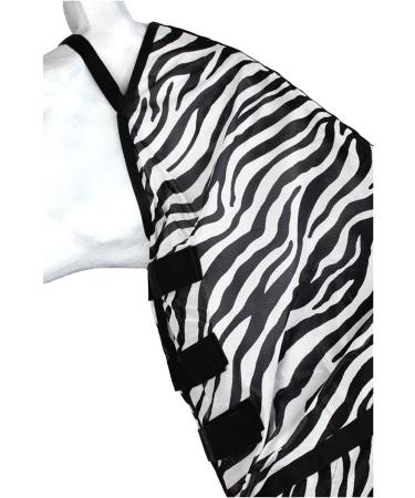 Marengos Zebra Fly Outdoor Ceiling | Insect Protection Horse Blanket with Saddle Cutout & Neck | Fine-Meshed | Black & White | 155 cm - Buy Online on GoSupps.com