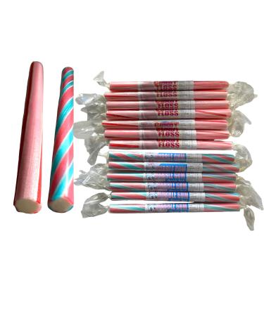 Assorted Bubble Gum & Candy Floss Rock Sticks Handmade Traditional Rainbow Classic Sweets Retro Seaside Gift Wholesale Confectionery (X 10)