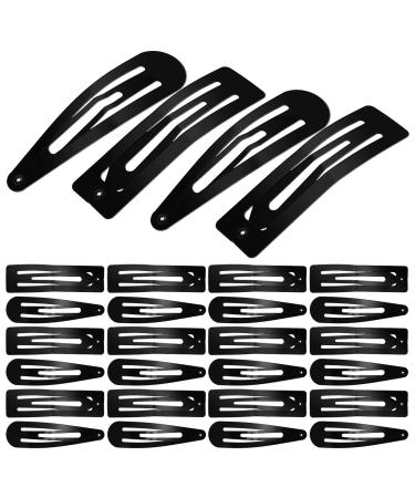 OSALADI Black Hair Clips Snap Hair Clips 30 Pack 3 Inch Black Metal Hair Barrettes for Women Girls Simple Small Snap Hair Clamps Hairpins Hair Accessories for Teens Toddlers Kids Metal Hair Clips