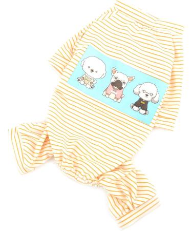 Ranphy Cotton Striped Dog Pajamas - XL Cartoon Hoodie Jumpsuit for Small Dogs | Cozy Pet Overall in Yellow - Buy Online on GoSupps.com