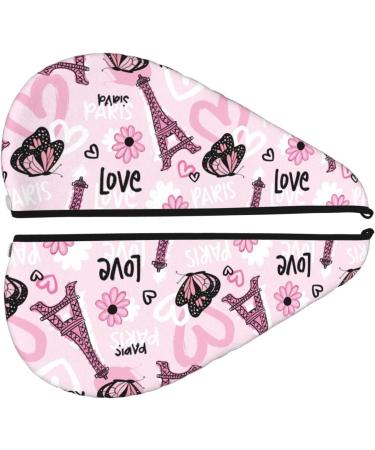Super Absorbent Eiffel Tower & Butterflies Microfiber Hair Towel Wrap - Quick Dry Coral Velvet for Long Curly & Thick Hair - Buy Online on GoSupps.com