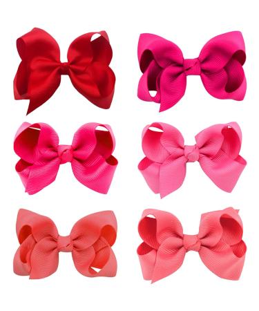 6Pcs Ribbon Hair Bow Clips Barrettes 3 inch Ponytail Holder Bow Hair Bow with Duckbill Clip for Children Kids Girls Women(6 colors)