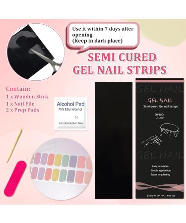 Semi Cured Gel Nail Polish Strips 20Pcs French Colorful Gel Nail Stickers Long Lasting Semi Cured Gel Nail Wraps Work with Any Nail Lamps Easy to Apply & Remove for Salon-Quality Manicure Pastel Sweets - Buy Online on GoSupps.com