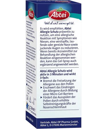 Abbey Allergy Protection Nasal Gel Spray - Relief for Hay Fever Dust Mite & Animal Hair Allergies - 120 Sprays 20ml - 1 Pack | Ships Internationally - Buy Online on GoSupps.com