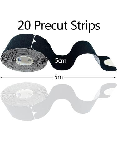 Pre-Cut Y Kinesiology Tape - 20pc Black Elastic Sports Tape for Muscle Pain Relief and Joint Protection - Buy Online on GoSupps.com