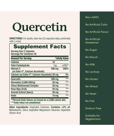 Nature s Bounty Quercetin Immune Support 500mg With Vitamin C Rose Hips & Rutin 60 count 60 Count (Pack of 1) - Buy Online on GoSupps.com