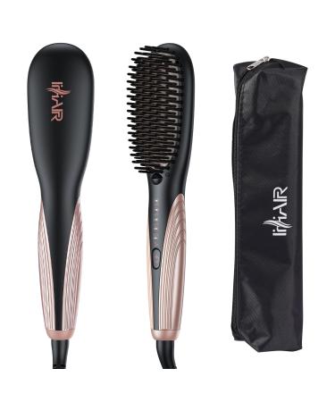 Professional Anti-Scald Hair Straightener Brush with Upgraded Anion Feature for Straight Curly and Long Hair PTC Heating