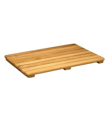 Asta Solid Teak Shower/Bath/Door Floor Mat with Rounded Corner, Spa Teak Collection (24x16)
