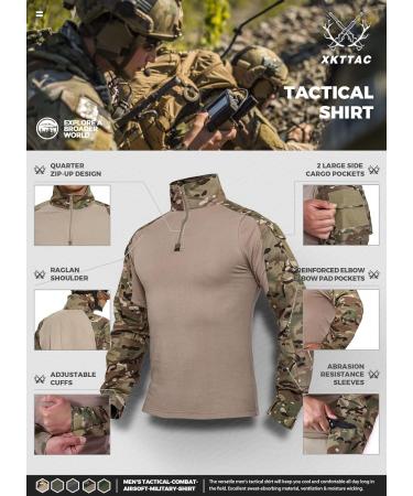 Buy XKTTAC Combat Shirt - Tactical MultiCam Men's Military Outdoor Shirt with 2-4 Pockets for Paintball & Airsoft - Secure & Durable Uniform - Buy Online on GoSupps.com