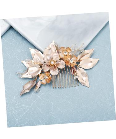 Angoily Golden Flower Hair Comb Bridal Headpiece Crystal Bridal Hair Clips Hair Accessory for Women Combs for Women Crystal Bridal Hair Barrette Tiara Veil Bride European and American - Buy Online on GoSupps.com